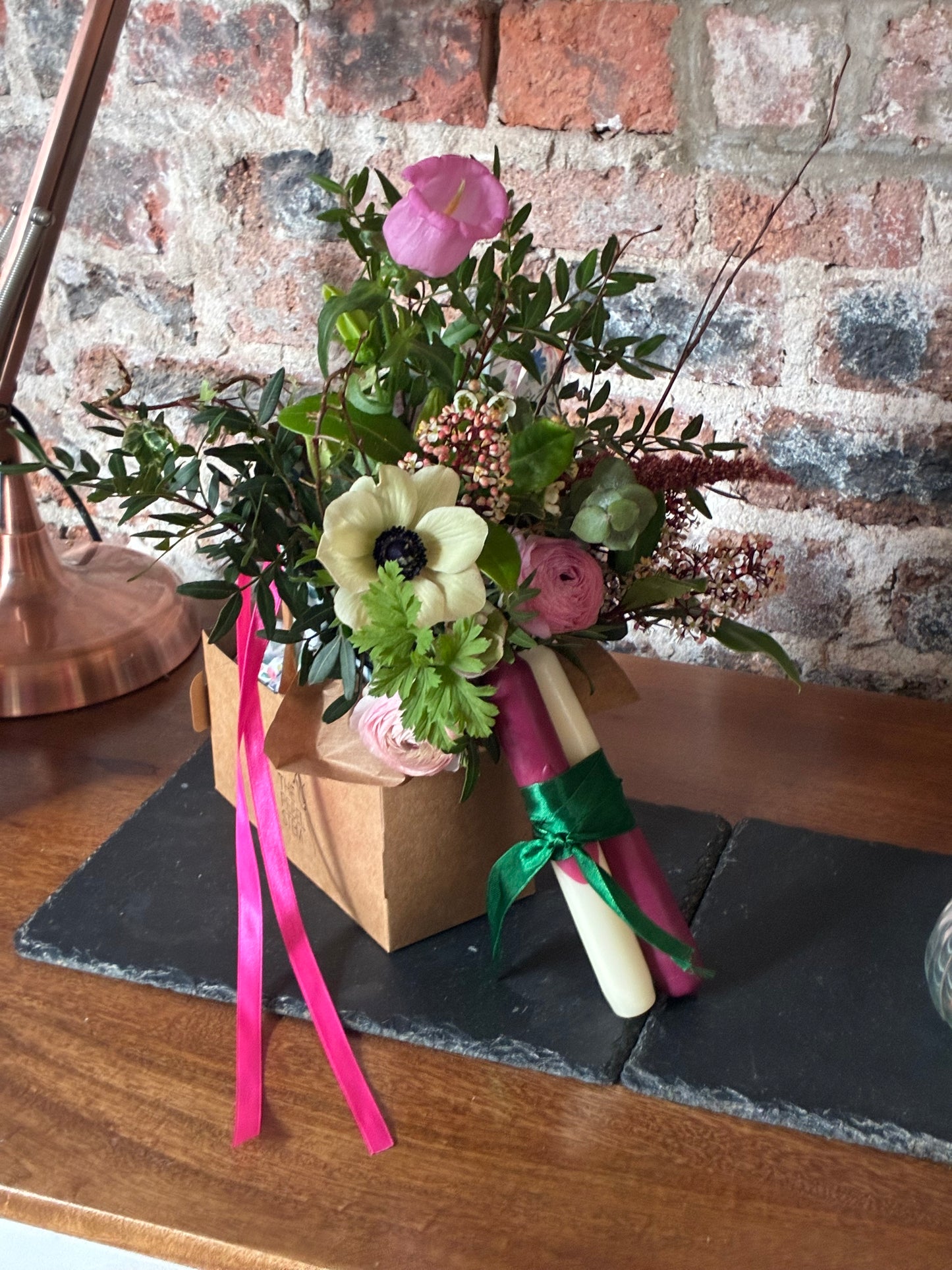 Mother’s Day flower and candle gift.