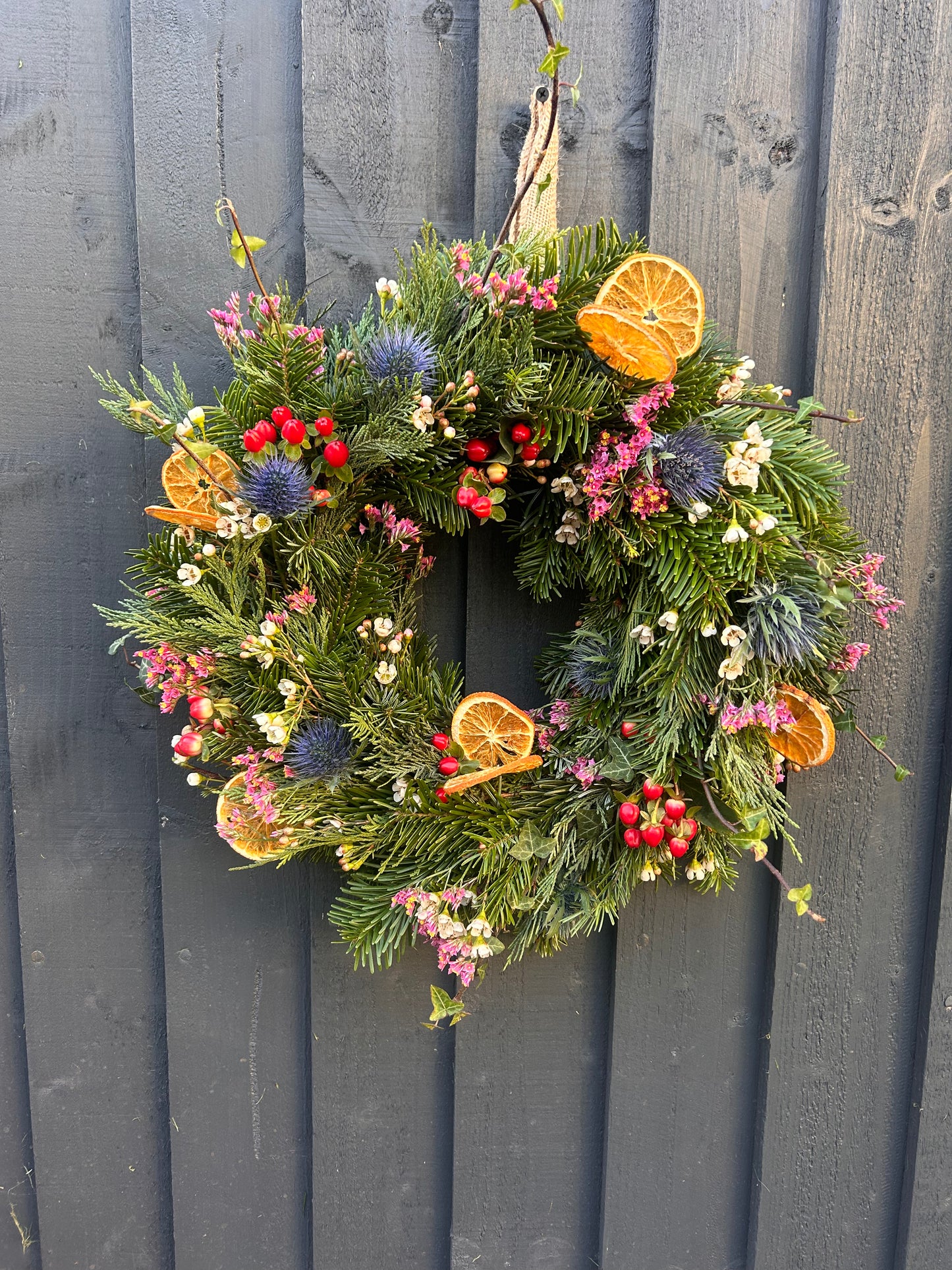 Pink and red fruity wreath
