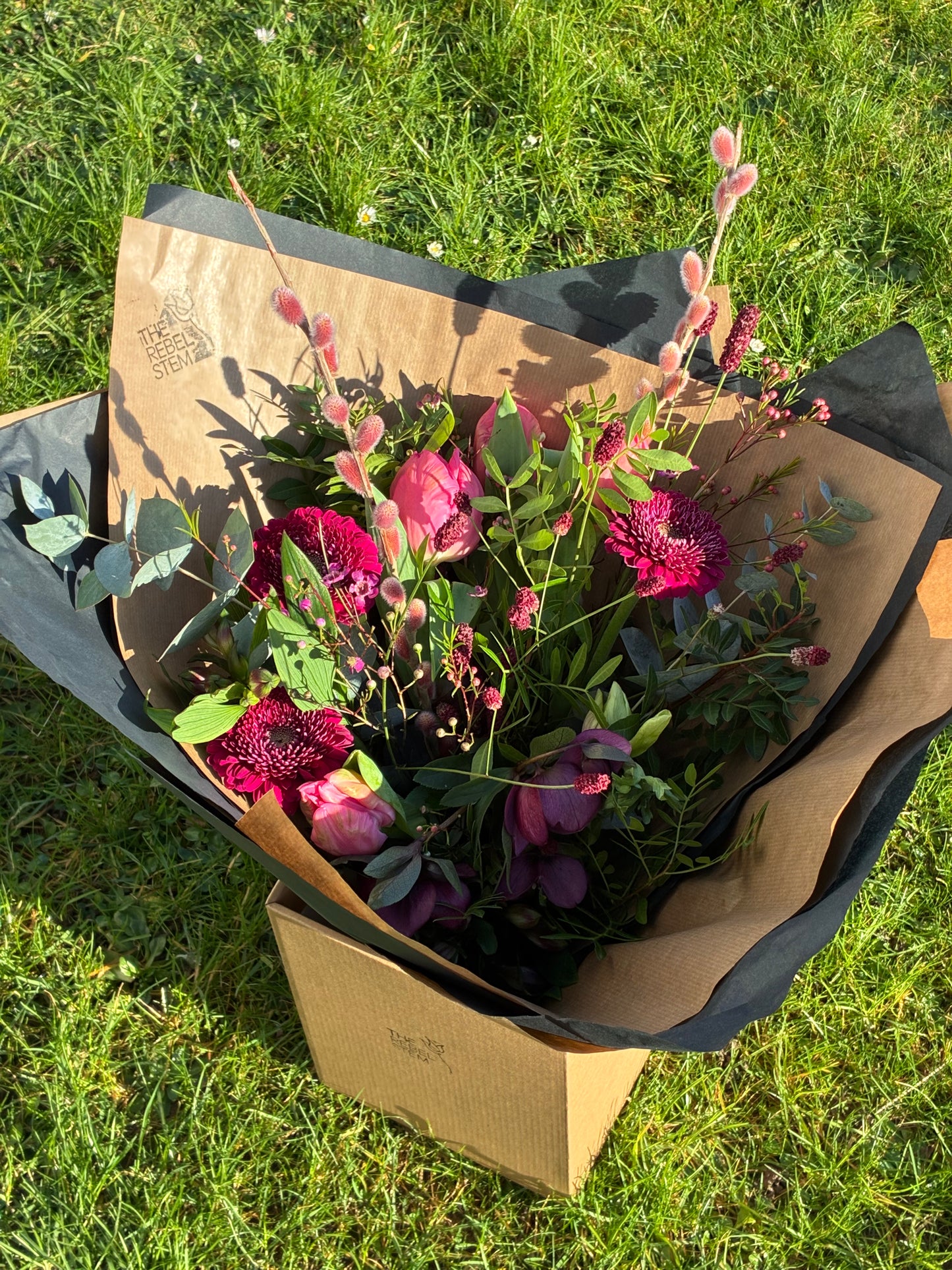 Fresh and deep pink seasonal  bouquet.