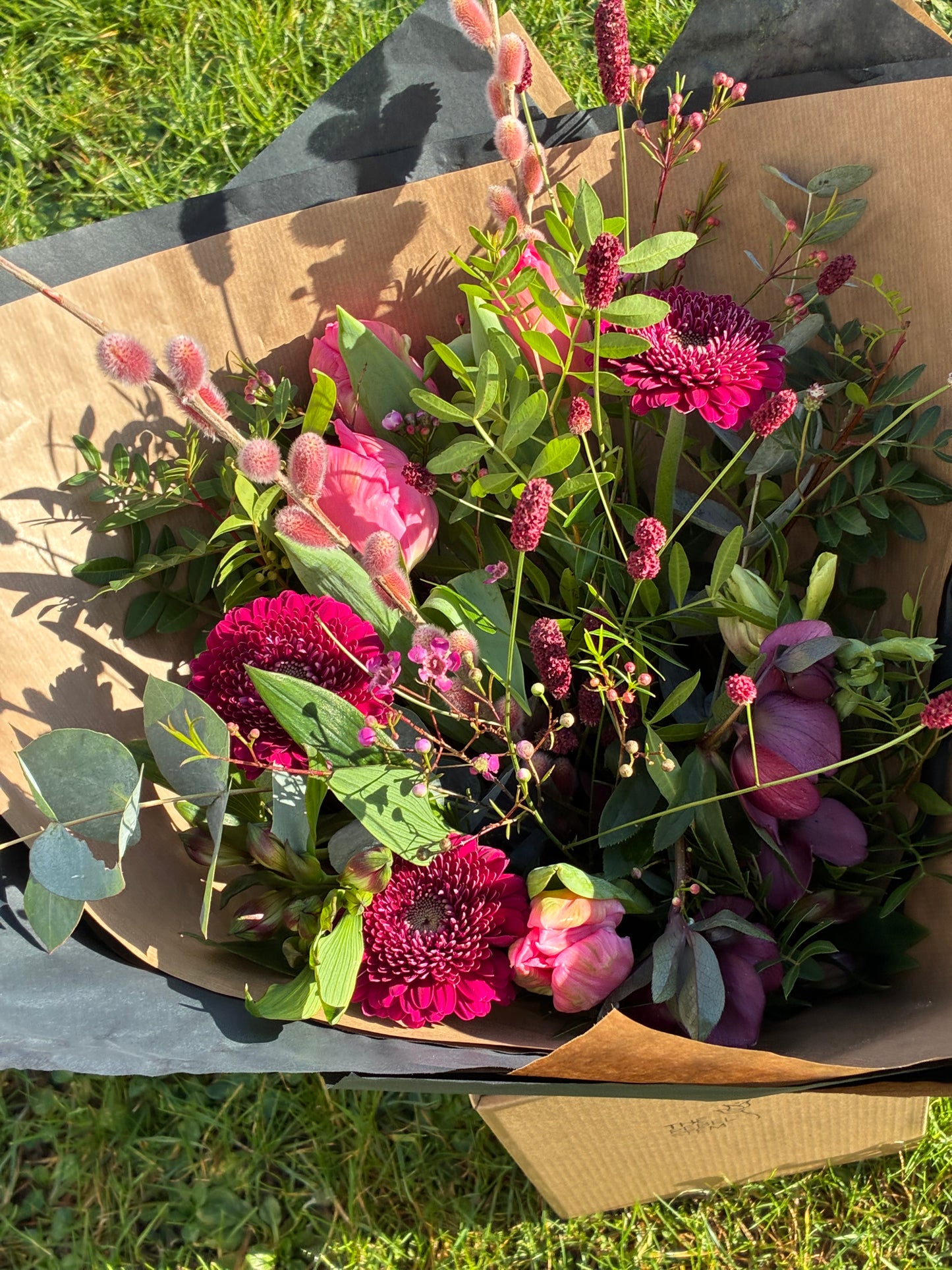 Fresh and deep pink seasonal  bouquet.